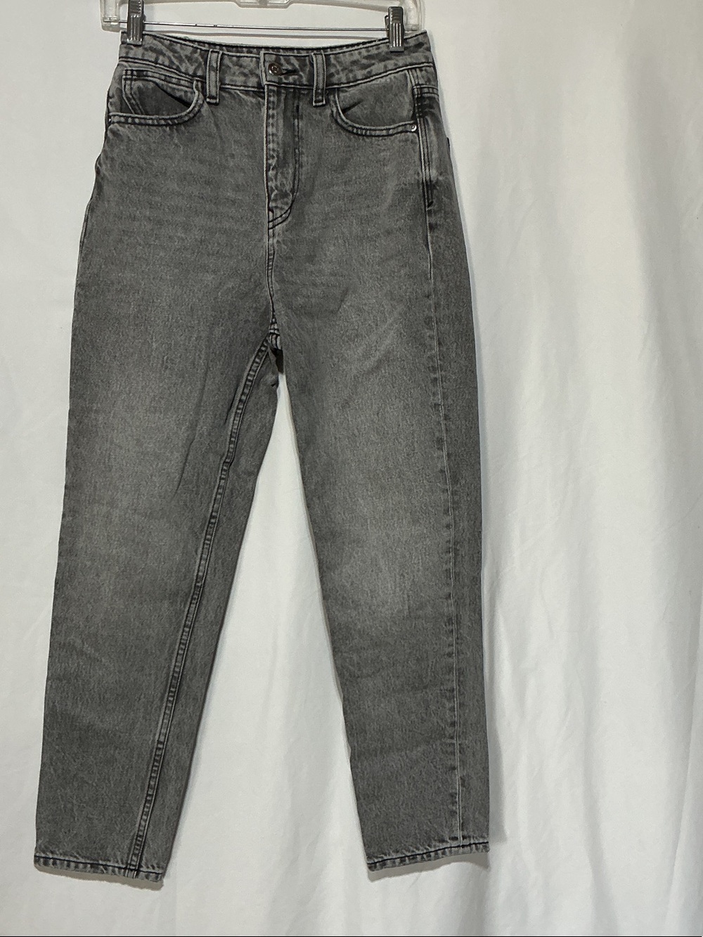 ZARA Gray Denim Stonewashed Tapered Jeans Sz 2